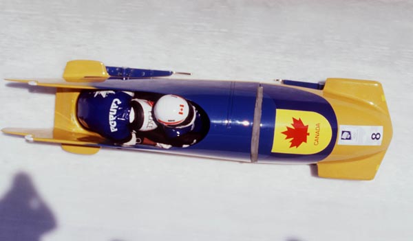 Canada's Chris Lori and Glenroy Gilbert compete in the 2 man bobsleigh event at the 1994 Lillehammer Winter Olympics. (CP PHOTO/ COA)