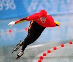 Canada's Neal Marshall competes in the long track speed skating event at the 1998 Nagano Winter Olympic Games. (CP Photo/ COA/ Scott Grant)