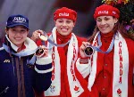Catriona Le May Doan du Canada participe  l'preuve de patinage de vitesse longue piste aux Jeux olympiques d'hiver de Nagano de 1998.  (PC Photo/AOC)