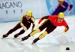 ric Bdard du Canada participe  l'preuve de patinage de vitesse courte piste aux Jeux olympiques d'hiver de Nagano de 1998. (PC Photo(AOC)
