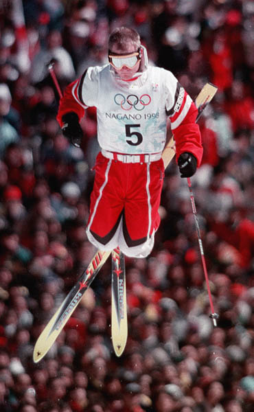 Canada's Ryan Johnson competes in the freestyle ski  event at the 1998 Nagano Olympic Games. (CP Photo/ COA)