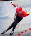 Canadian speed skater Kevin Marshall skates during the Men's 1000 meter in Salt Lake City, Utah Saturday Feb. 16, at the 2002 Olympic Winter Games. (CP Photo/COA/Andre Forget).