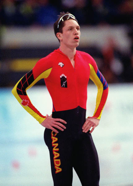 Canada's Jeremy Wotherspoon catches his breath after speed skating the long track at the 1998 Nagano Winter Olympics. (CP PHOTO/COA)