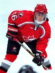 Canada's Nancy Drolet (18) and Jayna Hefford (16) compete in women hockey action against China at the 1998 Nagano Winter Olympics. (CP PHOTO/COA/Mike Ridewood)