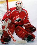 Canada's Manon Rheaume playing hockey at the 1998 Nagano Winter Olympics. (CP PHOTO/COA)