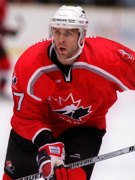 Canada's Eric Desjardins in action at the 1998 Nagano Winter Olympics. (CP PHOTO/COA)