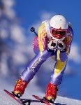 Kerrin Lee-Gartner du Canada participe  l'preuve de descente en ski alpin aux Jeux olympiques d'hiver de Lillehammer de 1994. (Photo PC/AOC)