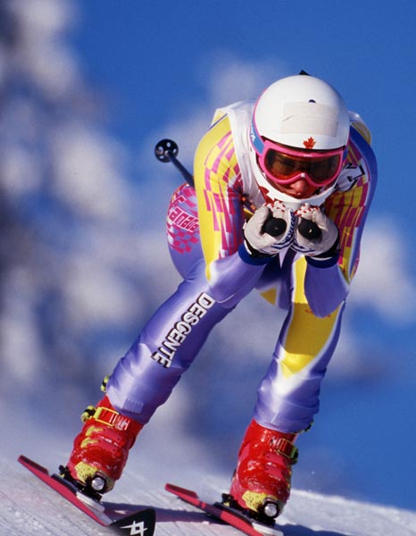 Canada's Kerrin Lee-Gartner skiing in the downhill event at the 1994 Lillehammer Winter Olympics. (CP PHOTO/ COA)
