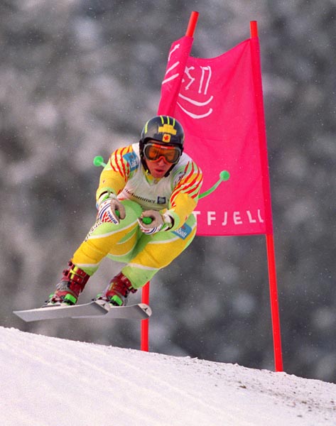 Canada's Cary Mullen competing in the downhill ski event at the 1994 Lillehammer Winter Olympics. (CP PHOTO/ COA)