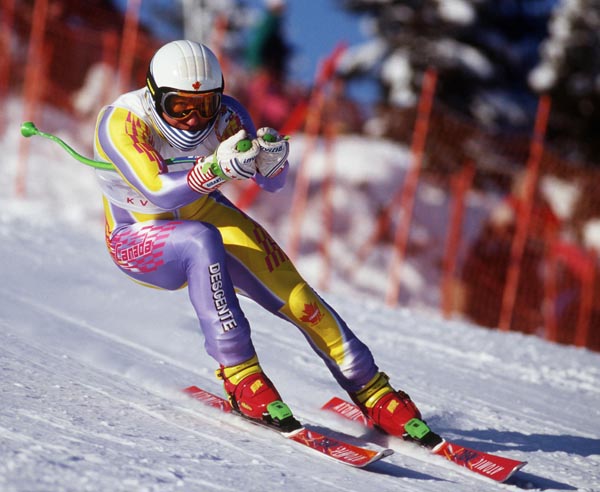 Brian Stemmle du Canada participe  l'preuve du super gant en ski alpin aux Jeux olympiques d'hiver de Lillehammer de 1994. (Photo PC/AOC)