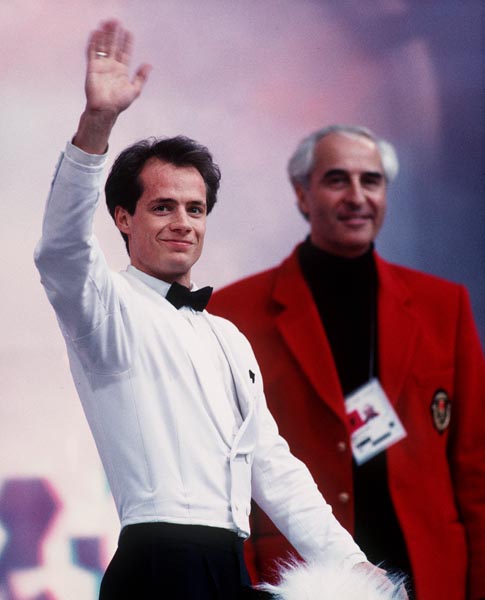 Canada's Kurt Browning waves to fans at the 1994 Lillehammer Winter Olympics. (CP PHOTO/ COA)
