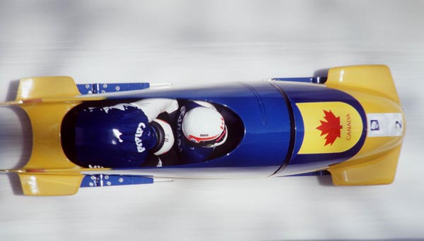Canada's Pierre Lueders and Dave Mac Eachern compete in the 2 man bobsleigh event at the 1994 Lillehammer Winter Olympics. (CP PHOTO/ COA)