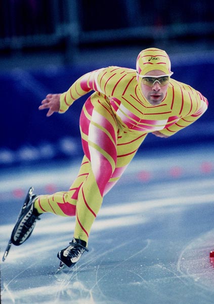 Canada's Patrick Bouchard competes in the long track speed skating event at the 1994 Lillehammer Winter Olympics. (CP PHOTO/ COA)