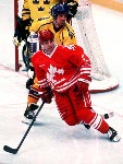 Canada's Todd Hlushko in action during the gold medal game which Sweden won 3-2 in a shoot out at the 1994 Lillehammer Winter Olympics. (CP PHOTO/ COA)