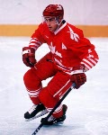 Canada's Derek Mayer in action against Slovakia at the 1994 Lillehammer Winter Olympics. (CP PHOTO/ COA)
