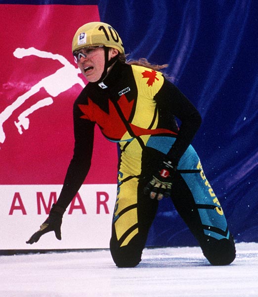 Canada's Christine Boudrias participating in the speed skating relay event at the 1994 Lillehammer Winter Olympics. (CP PHOTO/ COA)