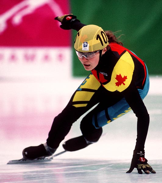 Canada's Christine Boudrias participating in the speed skating relay event at the 1994 Lillehammer Winter Olympics. (CP PHOTO/ COA)