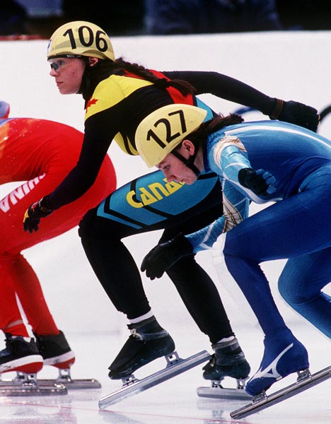 Canada's Isabelle Charest participating in the speed skating relay event at the 1994 Lillehammer Winter Olympics. (CP PHOTO/ COA)