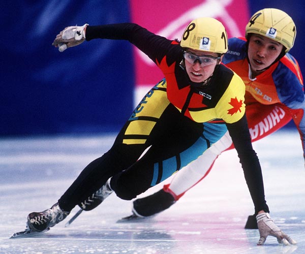 Canada's Sylvie Daigle competing in the speed skating event at the 1994 Lillehammer Winter Olympics. (CP PHOTO/ COA)