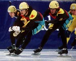 Canada's Steven Gough competing in the speed skating event at the 1994 Lillehammer Winter Olympics. (CP PHOTO/ COA)