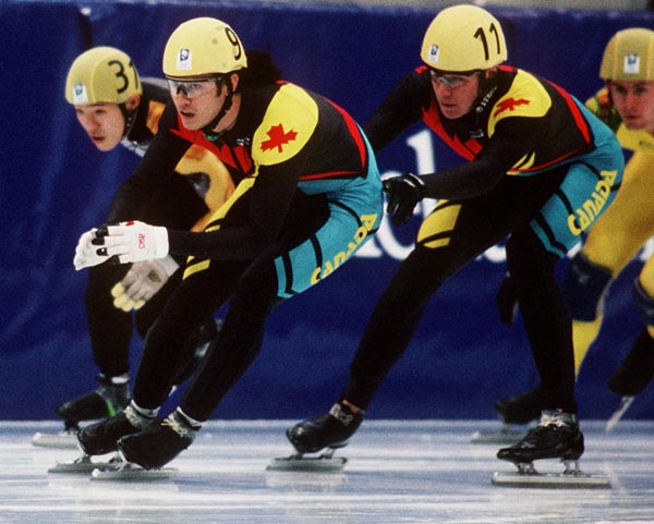 Canada's Derek Campbell and Steven Gough competing in the speed skating event at the 1994 Lillehammer Winter Olympics. (CP PHOTO/ COA)