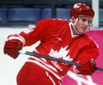 Canada's Fabian Joseph in action against France at the 1994 Lillehammer Winter Olympics. (CP PHOTO/ COA)