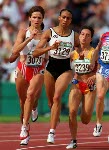 Canada's Charmaine Crooks (center) competing in the 800m event at the 1996 Atlanta Summer Olympic Games.(CP PHOTO/COA/Claus Andersen)