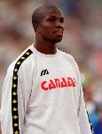Canada's Donovan Bailey competing in the men's 100m event at the 1996 Atlanta Summer Olympic Games. (CP PHOTO/COA/Claus Andersen)