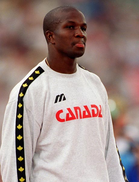 Canada's Donovan Bailey at the 1996 Atlanta Summer Olympic Games. (CP PHOTO/COA/Claus Andersen)