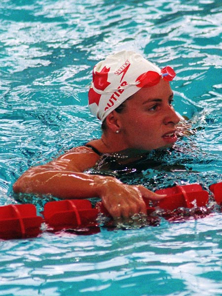 Canada's Guylaine Cloutier competing in the swimming event at the 1996 Atlanta Summer Olympic Games. (CP PHOTO/COA/Claus Andersen)