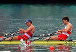 Canada's Todd Hallet (left) and Mike Forgeron compete in the men's 2x sculls at the 1996 Atlanta Olympic Games. (CP PHOTO/COA/Mike RIdewood)