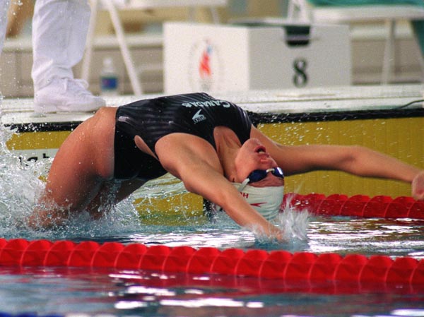 Canada's Julie Howard competing in the women's backstroke event at the 1996 Atlanta Summer Olympic Games. (CP PHOTO/COA/Mike Ridewood)