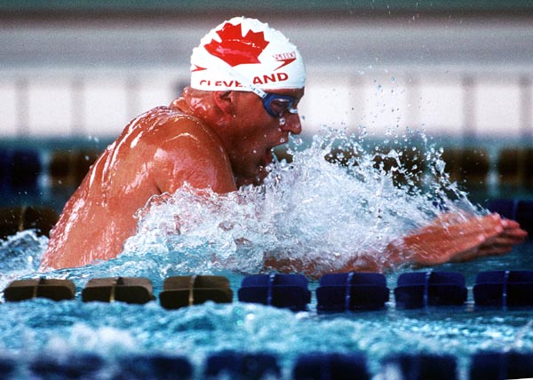 Canada's Jon Cleveland competing in the men's breast stroke event at the 1996 Atlanta Summer Olympic Games. (CP PHOTO/COA/Mike Ridewood)