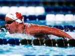 Canada's Sarah Evanetz competes in a swimming event at the 1996 Atlanta Summer Olympic Games. (CP Photo/COA/Mike Ridewood)