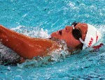 Canada's Guylaine Cloutier competes in a swimming event at the 1996 Atlanta Summer Olympic Games. (CP Photo/COA/Mike Ridewood)