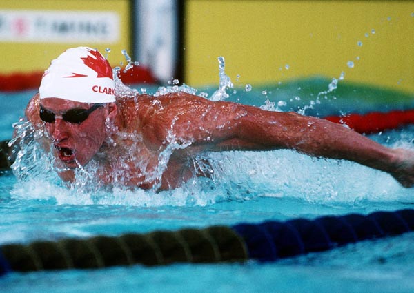 Canada's Stephen Clarke competing in the men's breast stroke event at the 1996 Atlanta Summer Olympic Games. (CP PHOTO/COA/Claus Andersen)