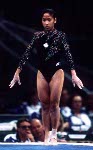 Canada's Jennifer Exaltacion competes in a gymnastics event at the 1996 Atlanta Summer Olympic Games. (CP Photo/COA/Claus Andersen)