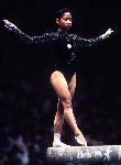 Canada's Jennifer Exaltacion competing in the gymnastics event at the 1996 Atlanta Summer Olympic Games. (CP PHOTO/COA/Claus Andersen)