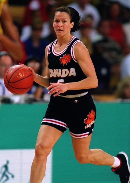 Canada's Karla Karch playing women's basketball at the 1996 Atlanta Summer Olympic Games. (CP PHOTO/COA/Mike Ridewood)