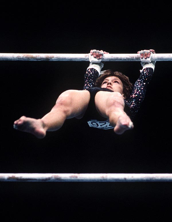 Canada's Yvonne Tousek competing in the gymnastics event at the 1996 Atlanta Summer Olympic Games. (CP PHOTO/COA/Claus Andersen)
