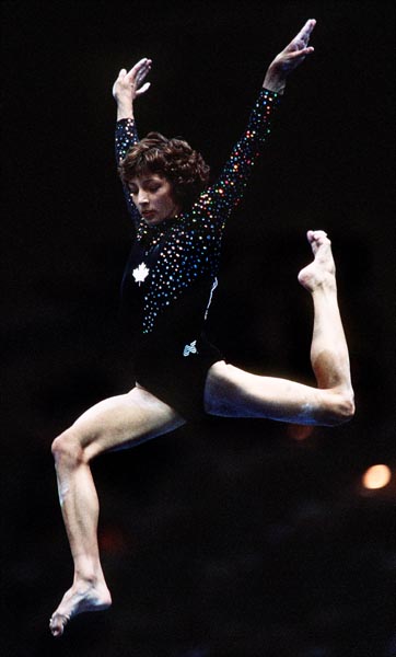 Canada's Yvonne Tousek competing in the gymnastics event at the 1996 Atlanta Summer Olympic Games. (CP PHOTO/COA/Claus Andersen)