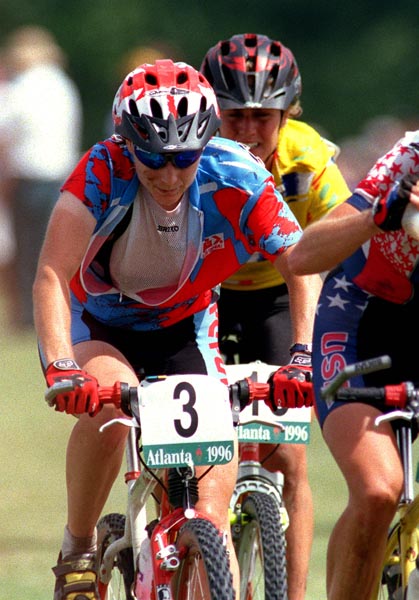 Canada's Alison Sydor competing in the cross country cycling event at the 1996 Atlanta Summer Olympic Games. (CP PHOTO/COA/Mike Ridewood)