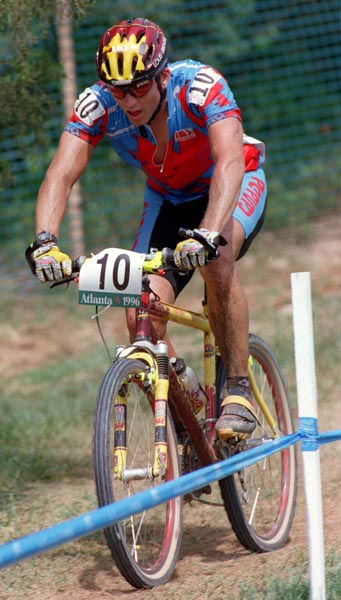 Canada's Andreas Hestler competing in the cross country cycling event at the 1996 Atlanta Summer Olympic Games. (CP PHOTO/COA/Mike Ridewood)
