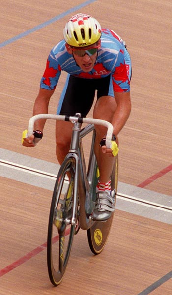 Le Canadien Brian Walton concourant lors de lpreuve de course aux points en cyclisme aux Jeux olympiques dt  Atlanta en 1996. (PHOTO PC/AOC/Mike Ridewood