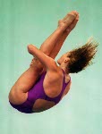 Canada's Paige Gordon competing in the diving event at the 1996 Atlanta Summer Olympic Games. (CP PHOTO/COA/Mike Ridewood)
