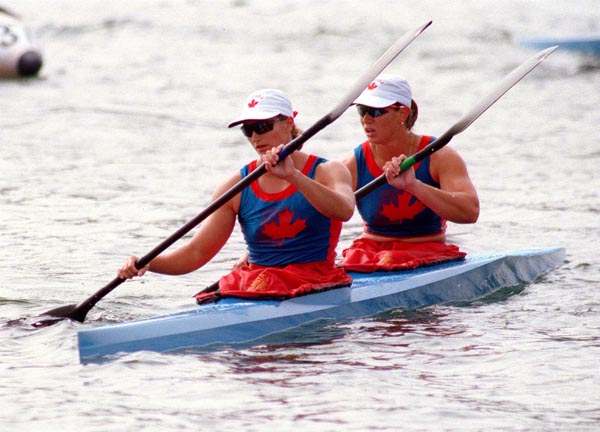 Canada's Corrina Kennedy and Marie Josee Gibeau competing in the Kayak event at the 1996 Atlanta Summer Olympic Games. (CP PHOTO/COA/Mike Ridewood)