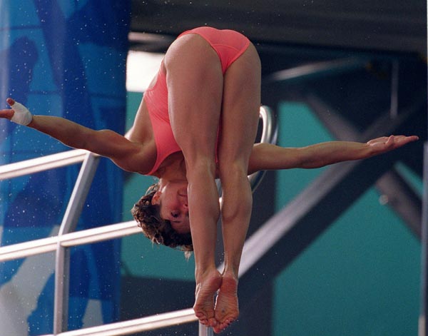 Canada's Anne Montinmy competing in the diving event at the 1996 Atlanta Summer Olympic Games. (CP PHOTO/COA/Mike Ridewood)