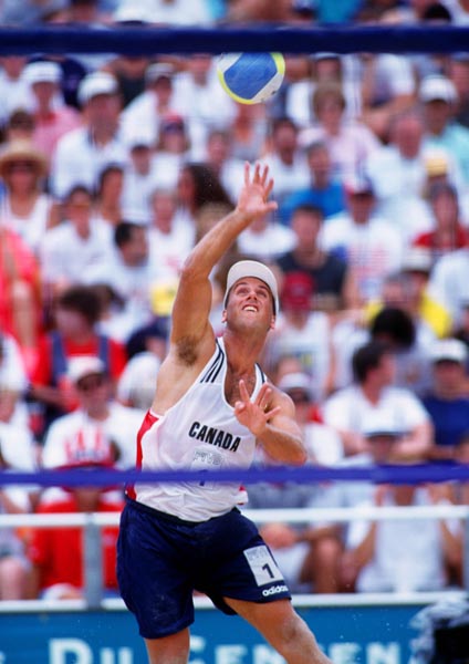 Canada's John Child competing in the men's volleyball event at the 1996 Atlanta Summer Olympic Games. (CP PHOTO/COA/Scott Grant)