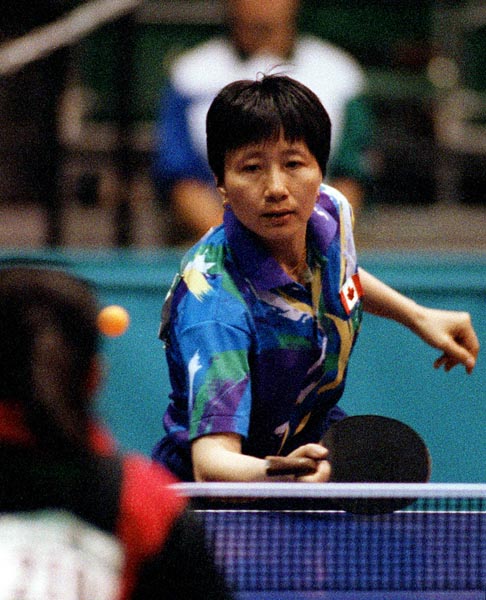 Canada's Barbara Chiu in action against her opponent during the table tennis event at the 1996 Atlanta Summer Olympic Games. (CP PHOTO/COA/Scott Grant)