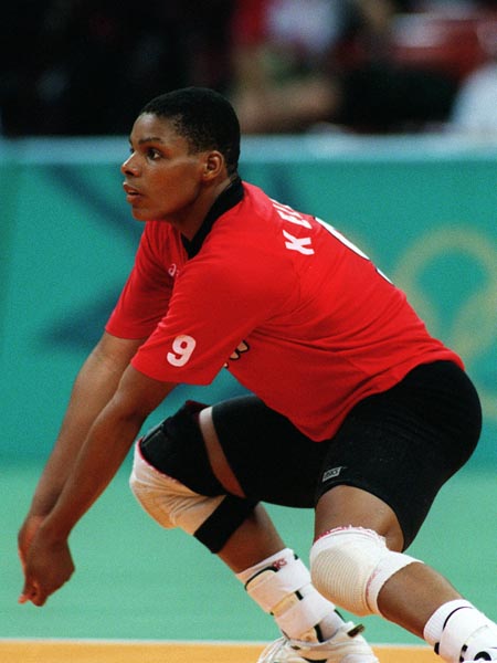 Canada's Janis Kelly competing in the women's volleyball event at the 1996 Atlanta Summer Olympic Games. (CP PHOTO/COA/Scott Grant)